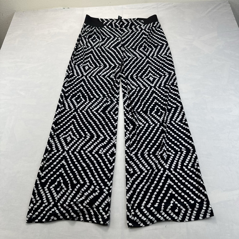 International Concepts INC Womens Pants Size M Black White Geometric Wide Leg